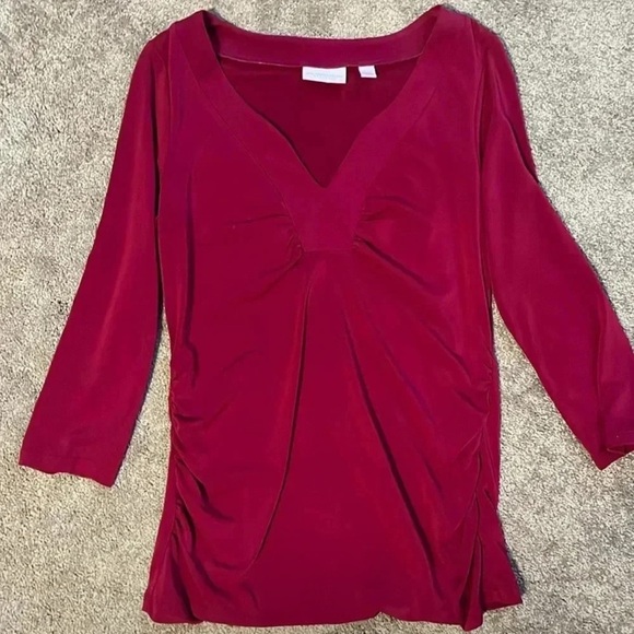 NY & co Dark Pink Long Sleeve Tunic. V-Neck. Size Small - Picture 1 of 3